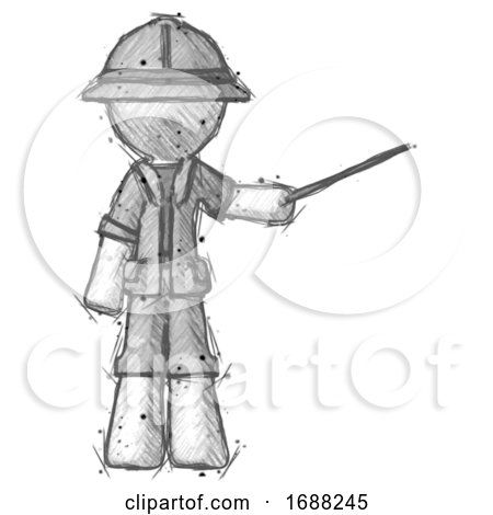 Sketch Explorer Ranger Man Teacher or Conductor with Stick or Baton Directing by Leo Blanchette