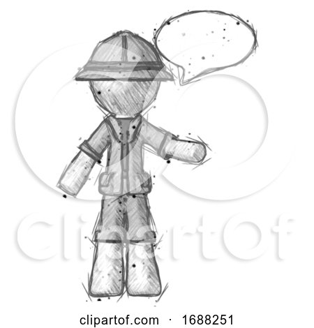 Sketch Explorer Ranger Man with Word Bubble Talking Chat Icon by Leo Blanchette