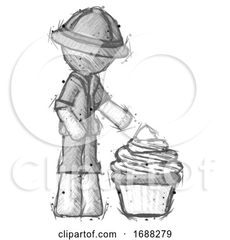 Sketch Explorer Ranger Man with Giant Cupcake Dessert by Leo Blanchette