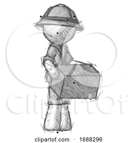 Sketch Explorer Ranger Man Holding Package to Send or Recieve in Mail by Leo Blanchette