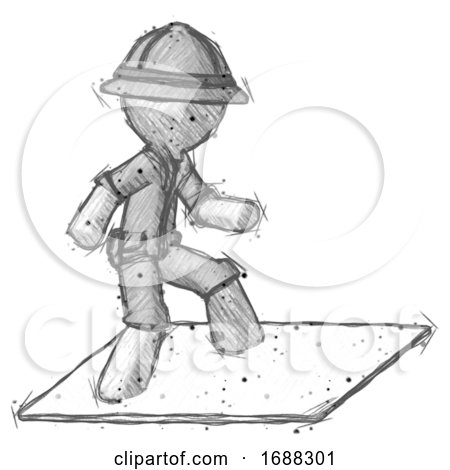 Sketch Explorer Ranger Man on Postage Envelope Surfing by Leo Blanchette