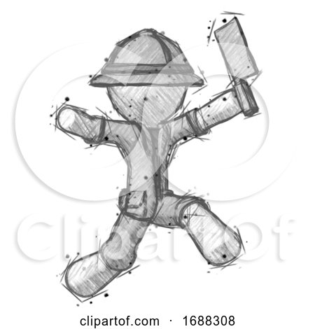 Sketch Explorer Ranger Man Psycho Running with Meat Cleaver by Leo Blanchette