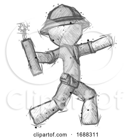 Sketch Explorer Ranger Man Throwing Dynamite by Leo Blanchette