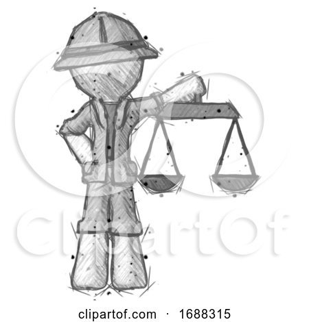 Sketch Explorer Ranger Man Holding Scales of Justice by Leo Blanchette