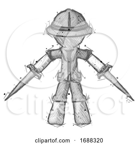 Sketch Explorer Ranger Man Two Sword Defense Pose by Leo Blanchette