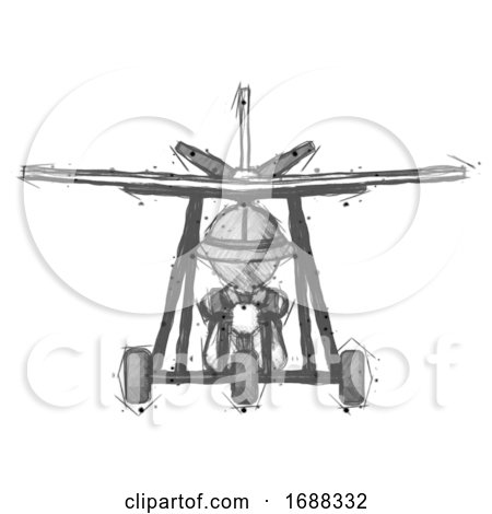 Sketch Explorer Ranger Man in Ultralight Aircraft Front View by Leo Blanchette