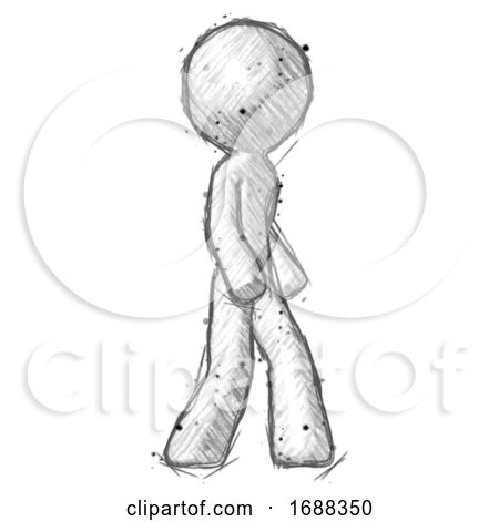 Sketch Design Mascot Man Walking Turned Right Front View by Leo Blanchette