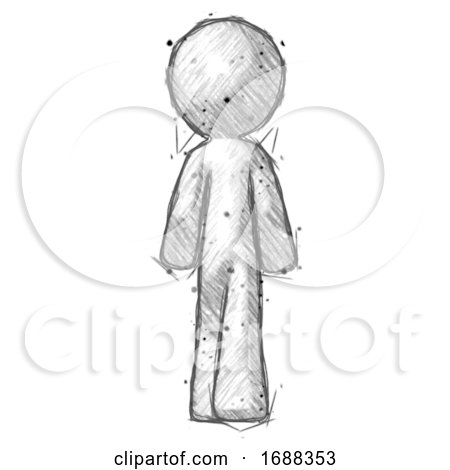 Sketch Design Mascot Man Walking Away, Back View by Leo Blanchette