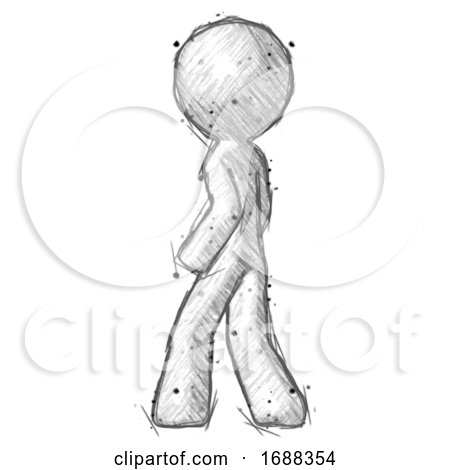 Sketch Design Mascot Man Walking Away Direction Left View by Leo Blanchette