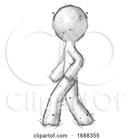 Sketch Design Mascot Man Walking Left Side View by Leo Blanchette