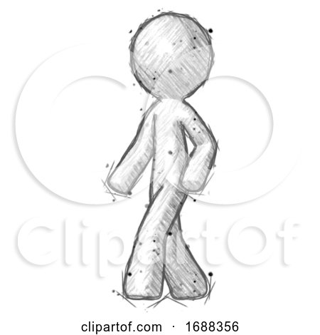Sketch Design Mascot Man Man Walking Turned Left Front View by Leo Blanchette