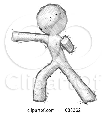 Sketch Design Mascot Man Martial Arts Punch Left by Leo Blanchette