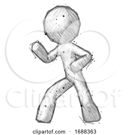 Sketch Design Mascot Man Martial Arts Defense Pose Left by Leo Blanchette