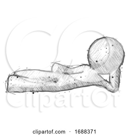 Sketch Design Mascot Man Reclined on Side by Leo Blanchette