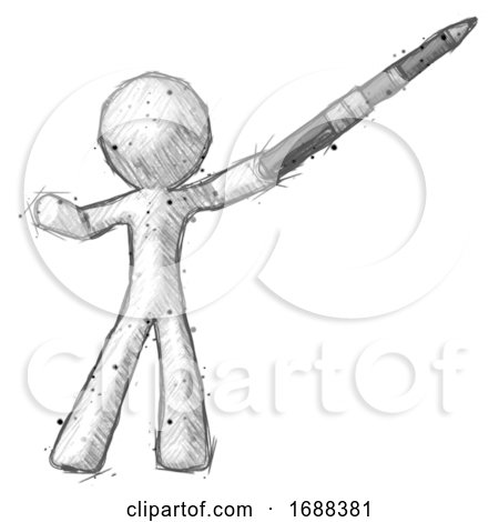 Sketch Design Mascot Man Demonstrating That Indeed the Pen Is Mightier by Leo Blanchette