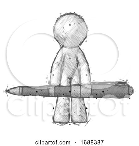 Sketch Design Mascot Man Weightlifting a Giant Pen by Leo Blanchette