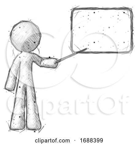 Sketch Design Mascot Man Giving Presentation in Front of Dry-erase Board by Leo Blanchette