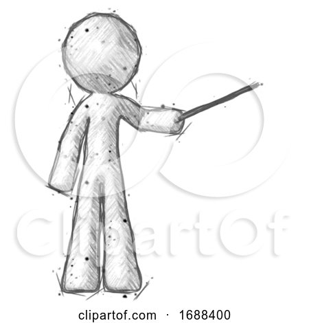 Sketch Design Mascot Man Teacher or Conductor with Stick or Baton Directing by Leo Blanchette