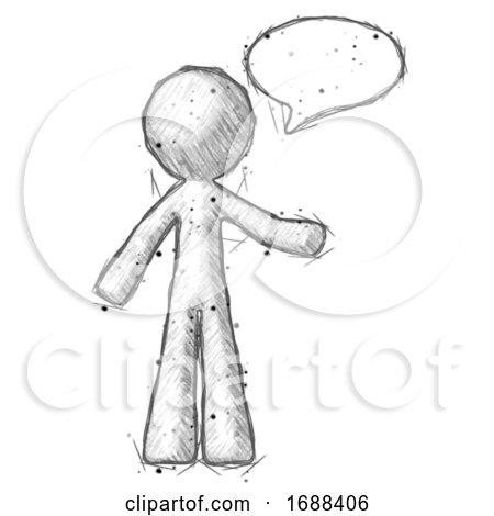 Sketch Design Mascot Man with Word Bubble Talking Chat Icon by Leo Blanchette
