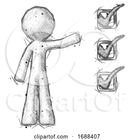 Sketch Design Mascot Man Standing by List of Checkmarks by Leo Blanchette