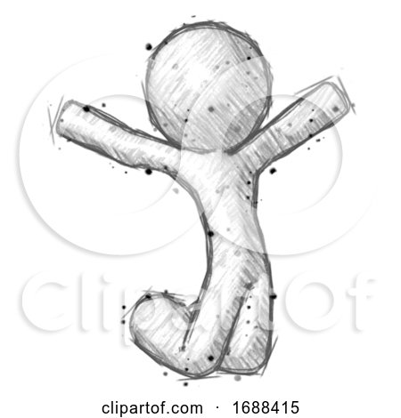 Sketch Design Mascot Man Jumping or Kneeling with Gladness by Leo Blanchette