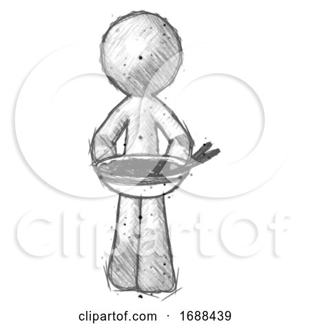 Sketch Design Mascot Man Serving or Presenting Noodles by Leo Blanchette
