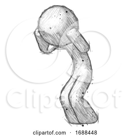 Sketch Design Mascot Man with Headache or Covering Ears Turned to His Left by Leo Blanchette