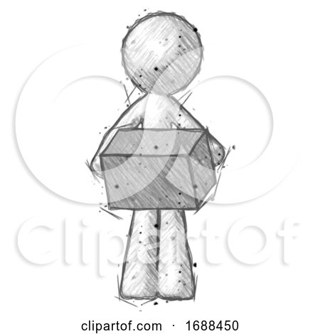 Sketch Design Mascot Man Holding Box Sent or Arriving in Mail by Leo Blanchette