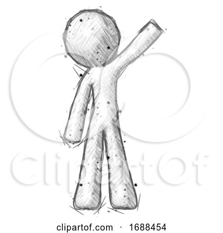 Sketch Design Mascot Man Waving Emphatically with Left Arm by Leo Blanchette