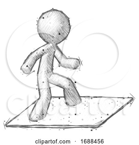 Sketch Design Mascot Man on Postage Envelope Surfing by Leo Blanchette