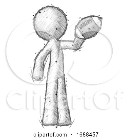 Sketch Design Mascot Man Holding Football up by Leo Blanchette