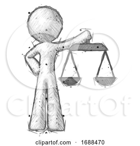 Sketch Design Mascot Man Holding Scales of Justice by Leo Blanchette