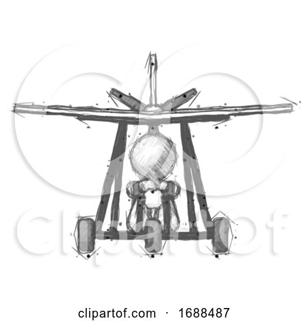 Sketch Design Mascot Man in Ultralight Aircraft Front View by Leo Blanchette