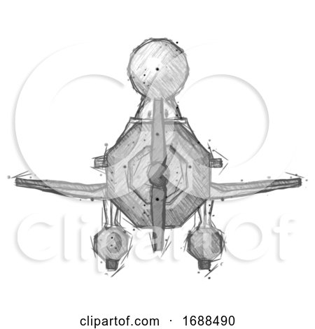Sketch Design Mascot Man in Geebee Stunt Plane Front View by Leo Blanchette