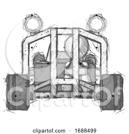 Sketch Design Mascot Man Riding Sports Buggy Front View by Leo Blanchette