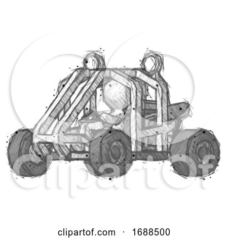 Sketch Design Mascot Man Riding Sports Buggy Side Angle View by Leo Blanchette