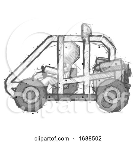 Sketch Design Mascot Man Riding Sports Buggy Side View by Leo Blanchette