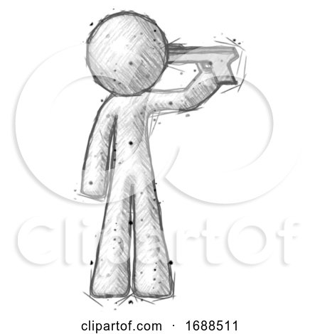 Sketch Design Mascot Man Suicide Gun Pose by Leo Blanchette