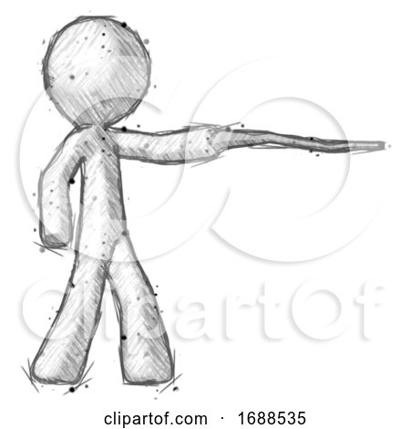 Sketch Design Mascot Man Pointing with Hiking Stick by Leo Blanchette