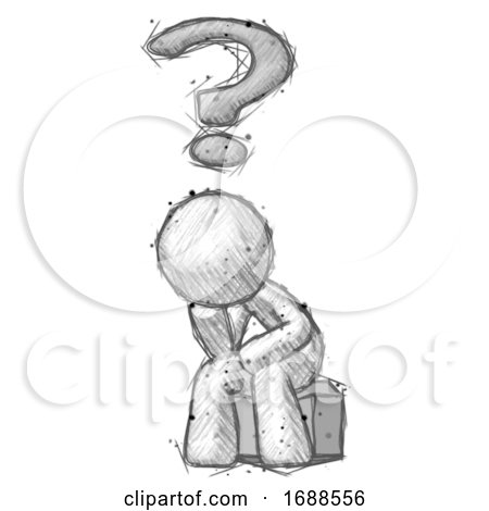 Sketch Design Mascot Man Thinker Question Mark Concept by Leo Blanchette