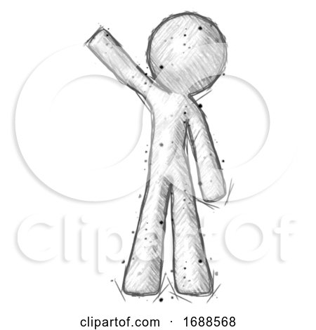 Sketch Design Mascot Man Waving Emphatically with Right Arm by Leo Blanchette