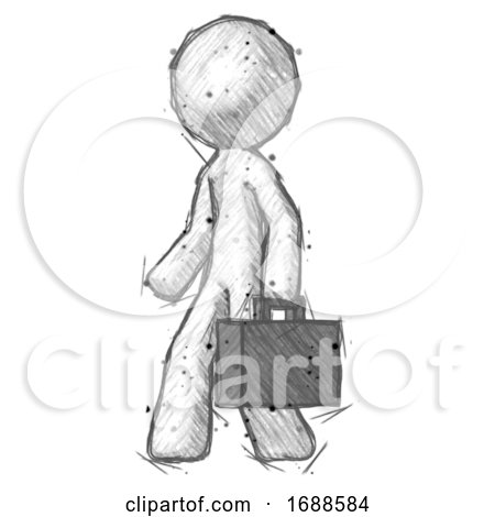 Sketch Design Mascot Man Walking with Briefcase to the Left by Leo Blanchette