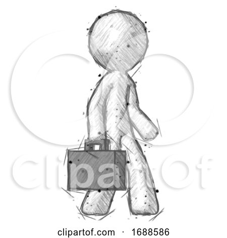 Sketch Design Mascot Man Walking with Briefcase to the Right by Leo Blanchette