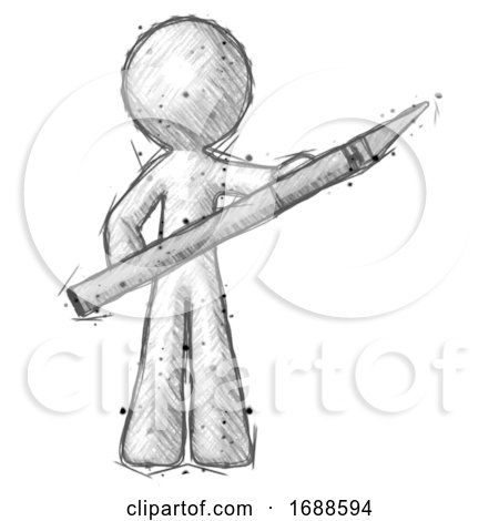 Sketch Design Mascot Man Holding Large Scalpel by Leo Blanchette