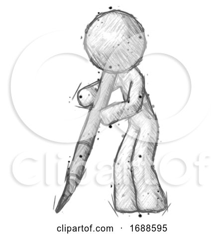 Sketch Design Mascot Man Cutting with Large Scalpel by Leo Blanchette