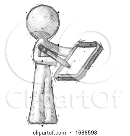 Sketch Design Mascot Man Using Clipboard and Pencil by Leo Blanchette