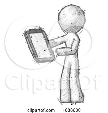 Sketch Design Mascot Man Reviewing Stuff on Clipboard by Leo Blanchette