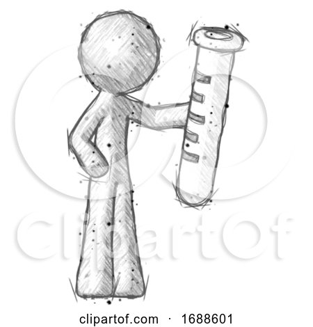 Sketch Design Mascot Man Holding Large Test Tube by Leo Blanchette