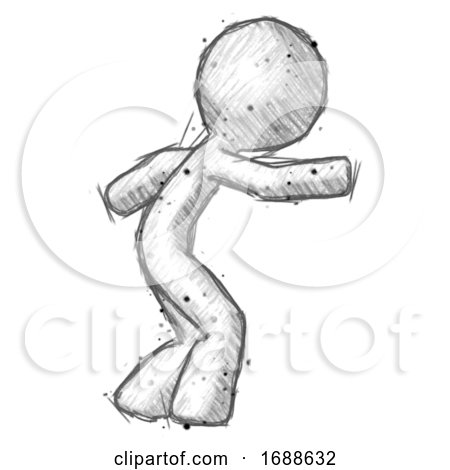 Sketch Design Mascot Man Sneaking While Reaching for Something by Leo Blanchette