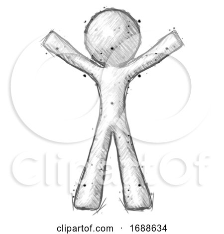 Sketch Design Mascot Man Surprise Pose, Arms and Legs out by Leo Blanchette